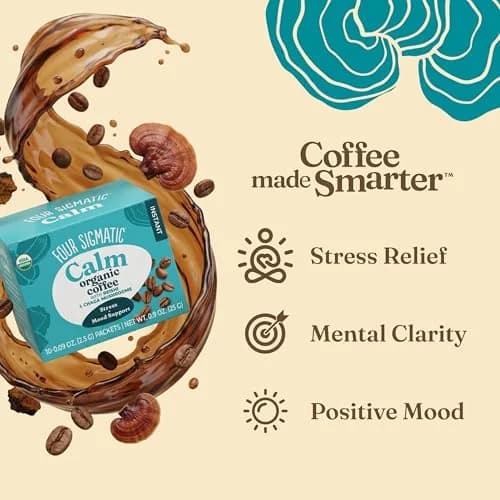 Four Sigmatic Calm Organic Instant Coffee 10 Packets | USDA Organic Medium Roast Arabica with Reishi & Chaga Mushrooms thumbnail 2