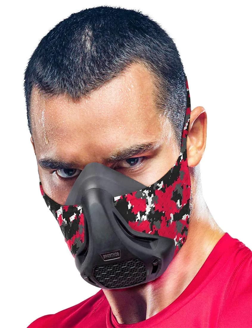 Sparthos High Altitude Training Mask Red Camo | Simulates 16 Breathing Levels - main product image