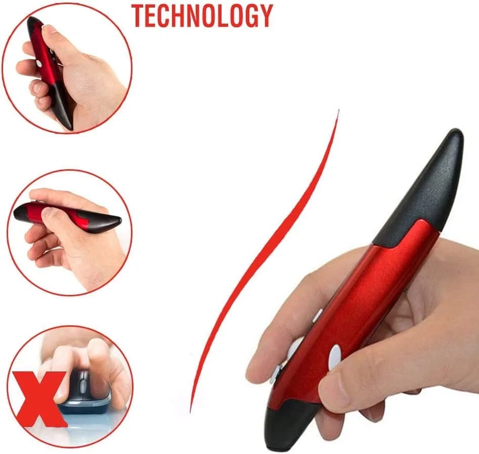 lychee Wireless Optical Pocket Pen Mouse Red | 800/1200/1600 DPI Adjustable Handwriting Mini Mice thumbnail 6