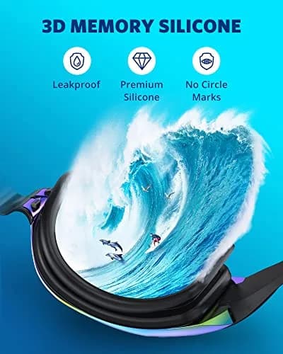 Aegend Swim Goggles 2 Pack UV Protection Adjustable No Leaking Adult Men Women Youth, Bright Blue & Aqua | Anti-Fog & UV400 thumbnail 4