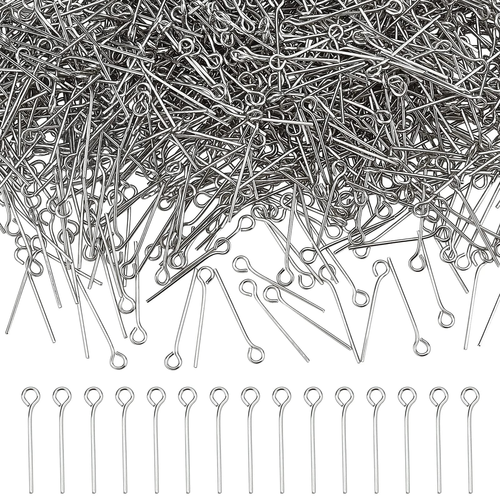 NBEADS 2000 Pcs 40mm Stainless Steel Eye Pins | Jewelry Making Findings for DIY Earrings, Necklaces & Bracelets