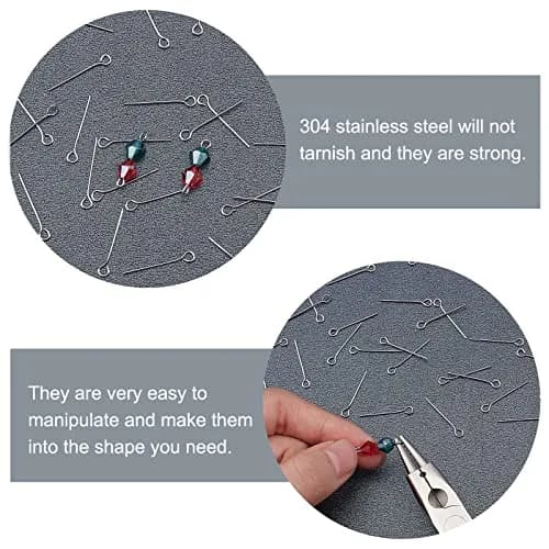 NBEADS 2000 Pcs 40mm Stainless Steel Eye Pins | Jewelry Making Findings for DIY Earrings, Necklaces & Bracelets thumbnail 4