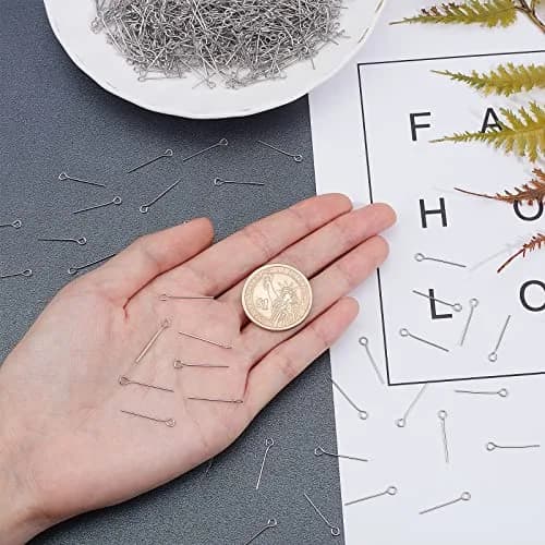 NBEADS 2000 Pcs 40mm Stainless Steel Eye Pins | Jewelry Making Findings for DIY Earrings, Necklaces & Bracelets thumbnail 3