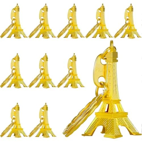Outus 15 Pieces Eiffel Tower Keyring Retro Souvenirs Keychains Gold | Exquisite Alloy Design for Keys & Gifts thumbnail 1