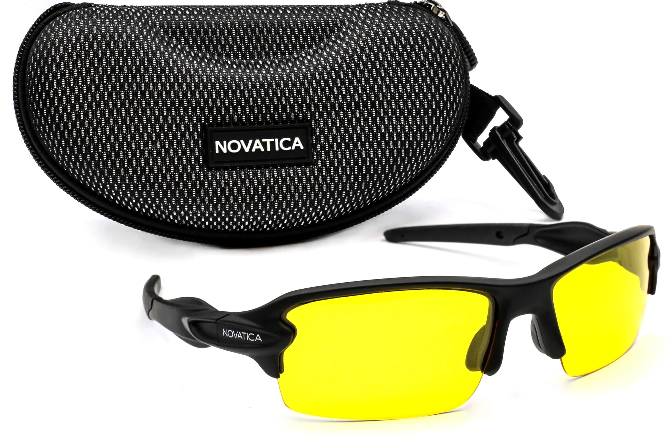 NOVATICA Night Driving Glasses For Men & Women - Anti Glare - Night Vision - Semi Polarized Yellow TAC Lens - UV Protection — Yellow Lenses
