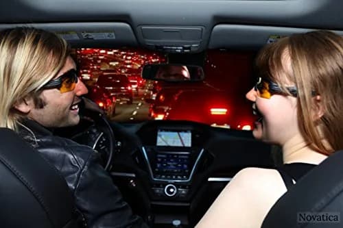 NOVATICA Night Driving Glasses For Men & Women - Anti Glare - Night Vision - Semi Polarized Yellow TAC Lens - UV Protection thumbnail 3