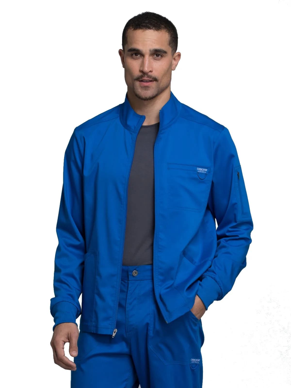 Cherokee WW Revolution Scrub Jacket Men Zip Front 5 Pockets | Breathable, Durable, Professional Fit
