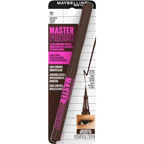 Maybelline Master Precise All Day Waterproof Liquid Eyeliner Makeup, Forest Brown, 0.11ml (0.0037 Fl Oz) | Ophthalmologist Tested for Sensitive Eyes thumbnail 7