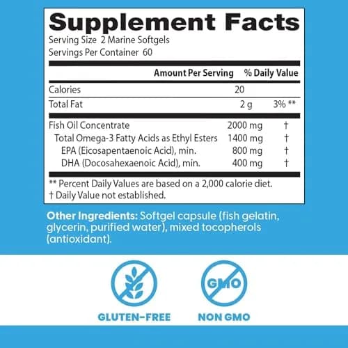 Doctor's Best Omega 3 Fish Oil Supplement 2000 mg | EPA 800mg, DHA 400mg, Heart Health Support thumbnail 2
