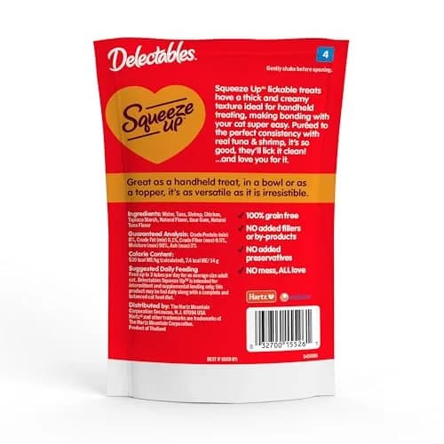 Delectables Squeeze Up Tuna & Shrimp Cat Treats 16 oz (32 Tubes) | Interactive Lickable Puree for Cats thumbnail 6
