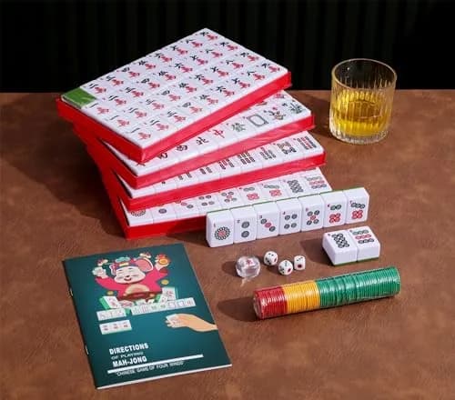 Mose Cafolo Chinese Mahjong Set X-Large 146 Tiles (3.7cm) | Classic Melamine Game with Travel Case & English Manual thumbnail 4