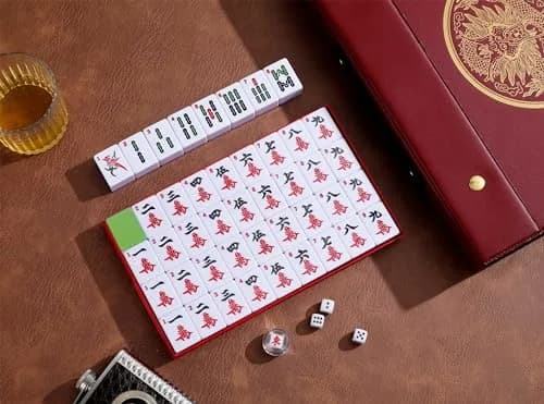 Mose Cafolo Chinese Mahjong Set X-Large 146 Tiles (3.7cm) | Classic Melamine Game with Travel Case & English Manual thumbnail 5