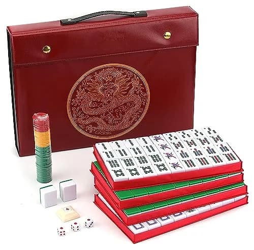Mose Cafolo Chinese Mahjong Set X-Large 146 Tiles (3.7cm) | Classic Melamine Game with Travel Case & English Manual thumbnail 1