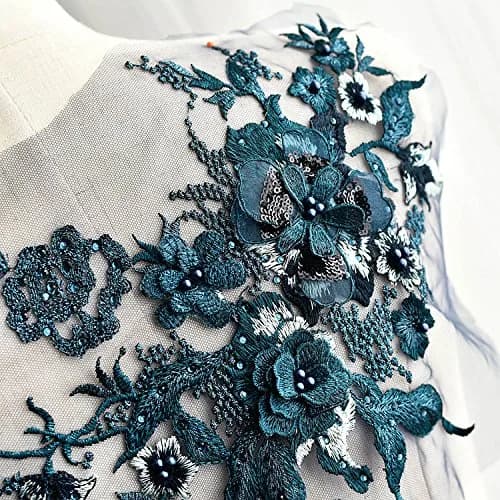 FEEPOP 3D Embroidered Flower Patch 35cm x 28cm (13.8 x 11 Inch) | Floral Lace Applique for Wedding Dresses thumbnail 3