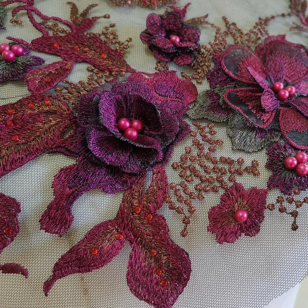FEEPOP 3D Embroidered Flower Patch 35cm x 28cm (13.8 x 11 Inch) | Floral Lace Applique for Wedding Dresses - view 4