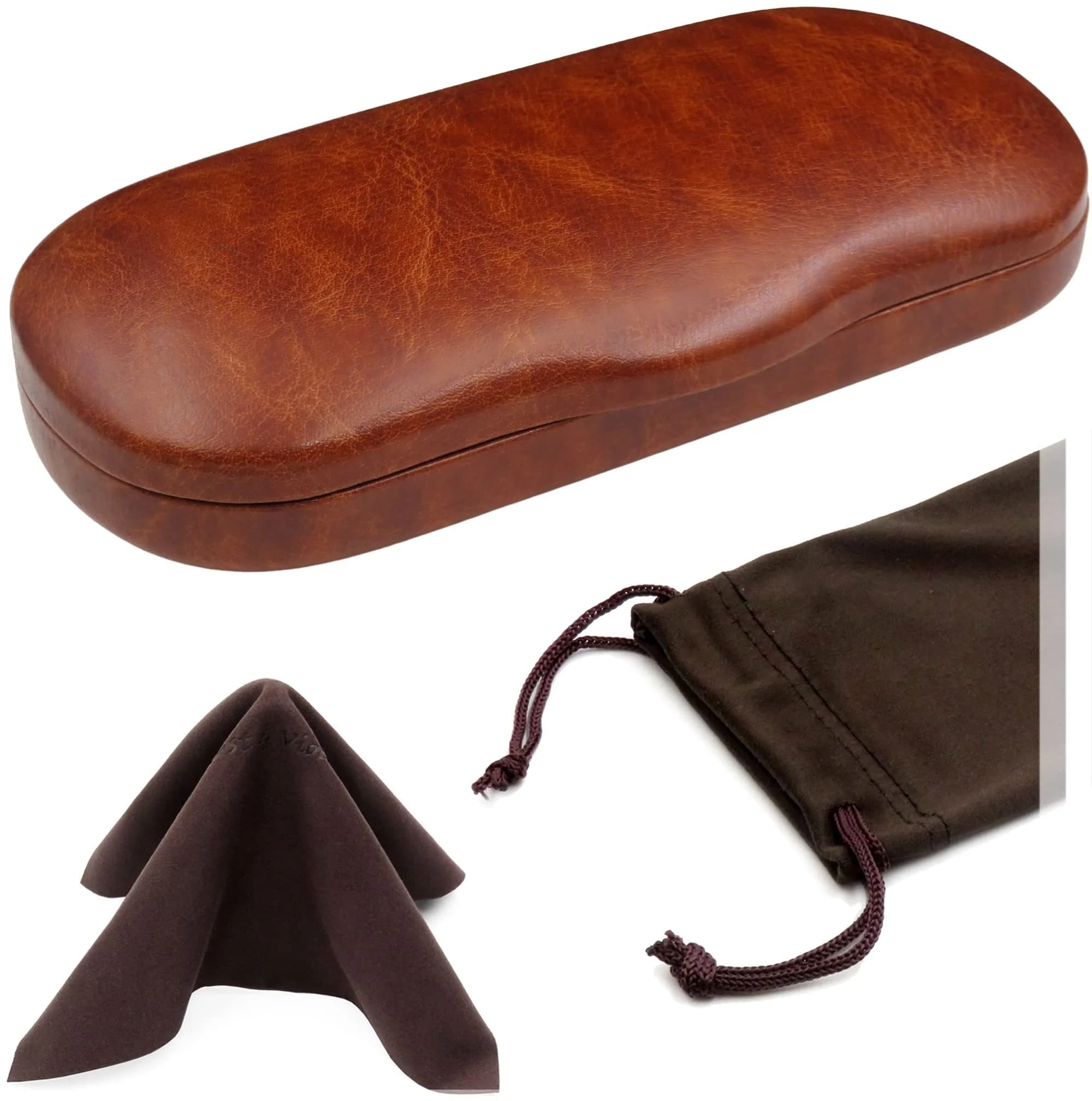 MyEyeglassCase Glasses Case Hard Shell for Small - Medium Frames | Elegant Brown Travel Storage — As196 Brown