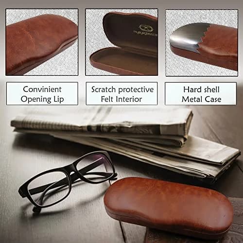 MyEyeglassCase Glasses Case Hard Shell for Small - Medium Frames | Elegant Brown Travel Storage thumbnail 3