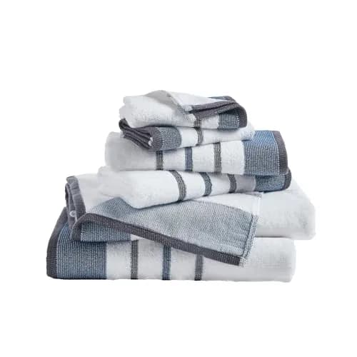 Great Bay Home Decorative Bath Towel Set - Luxury Cotton 6 Piece Towel Set - Luxurious, Ultra-Soft, Durable Towels for Bathroom Decor (Blue/December Sky) thumbnail 1