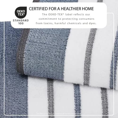 Great Bay Home Decorative Bath Towel Set - Luxury Cotton 6 Piece Towel Set - Luxurious, Ultra-Soft, Durable Towels for Bathroom Decor (Blue/December Sky) thumbnail 2