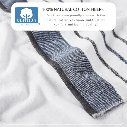 Great Bay Home Decorative Bath Towel Set - Luxury Cotton 6 Piece Towel Set - Luxurious, Ultra-Soft, Durable Towels for Bathroom Decor (Blue/December Sky) thumbnail 3