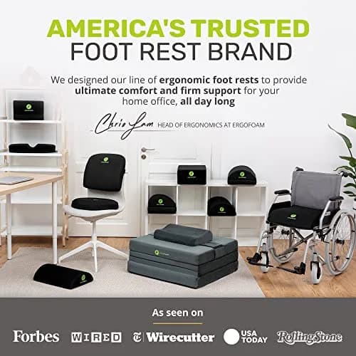 ErgoFoam Ergonomic Under Desk Foot Rest - Premium Velvet Soft Foam Footrest | Rocker (Grey) thumbnail 4