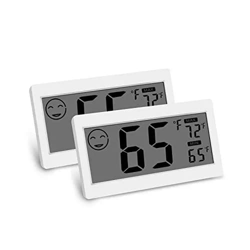 JLENOVEG Humidity Meter in Room Temperature & Humidity Display | Indoor Hygrometer with Big LCD Screen & Stand (1.5V AG13, White) thumbnail 1