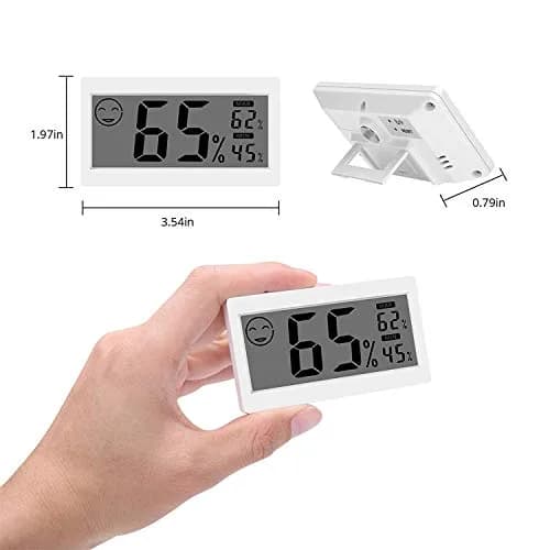 JLENOVEG Humidity Meter in Room Temperature & Humidity Display | Indoor Hygrometer with Big LCD Screen & Stand (1.5V AG13, White) thumbnail 5