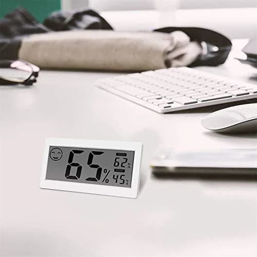 JLENOVEG Humidity Meter in Room Temperature & Humidity Display | Indoor Hygrometer with Big LCD Screen & Stand (1.5V AG13, White) thumbnail 7