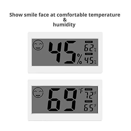 JLENOVEG Humidity Meter in Room Temperature & Humidity Display | Indoor Hygrometer with Big LCD Screen & Stand (1.5V AG13, White) thumbnail 2