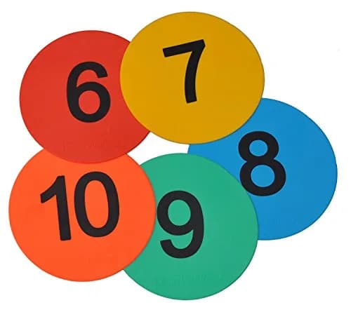 Eco Walker 8inch Numbered Floor Spot Markers Set of 5 (6-10) | Non-slip, Flexible, Indoor/Outdoor Sports Markers thumbnail 1