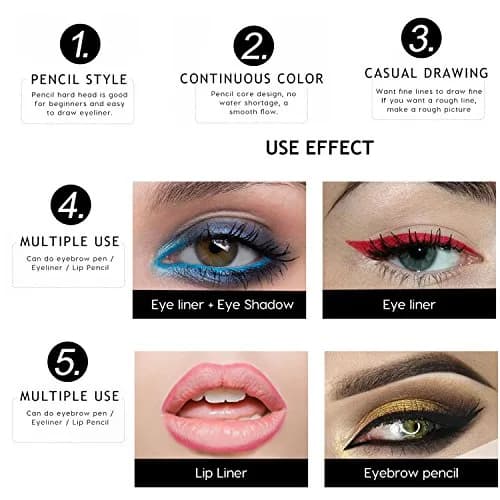 DC-BEAUTIFUL 12 Colors Eyeliner Pencil Set | Waterproof & Smudge-Proof Makeup thumbnail 4