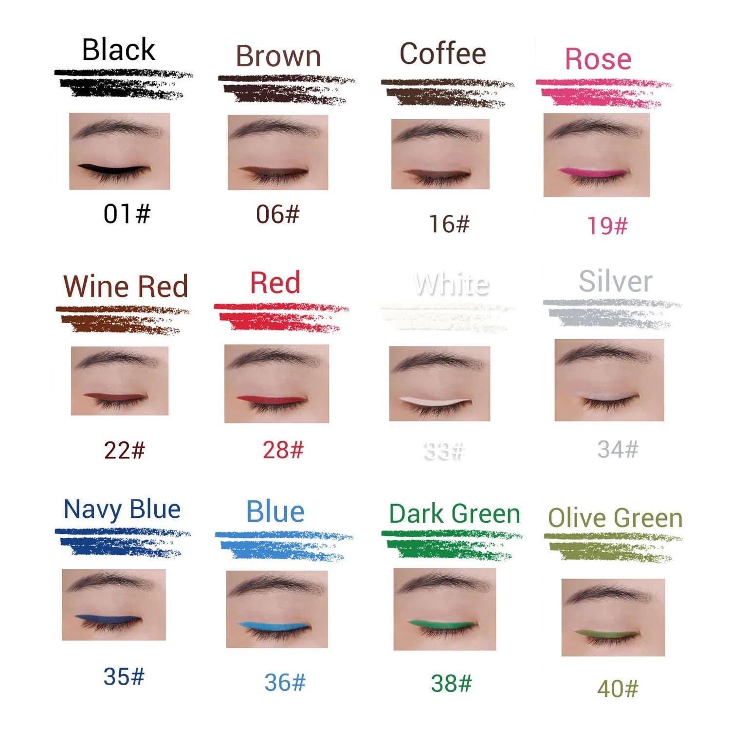 DC-BEAUTIFUL 12 Colors Eyeliner Pencil Set | Waterproof & Smudge-Proof Makeup - view 3