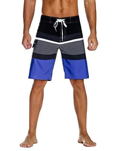 unitop Men's Classic Quick Dry Swim Trunks with Linning Blue&Black 40 | Breathable, Lightweight & Fast Drying thumbnail 1
