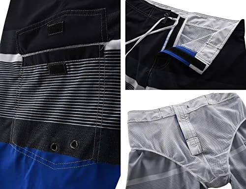 unitop Men's Classic Quick Dry Swim Trunks with Linning Blue&Black 40 | Breathable, Lightweight & Fast Drying thumbnail 4