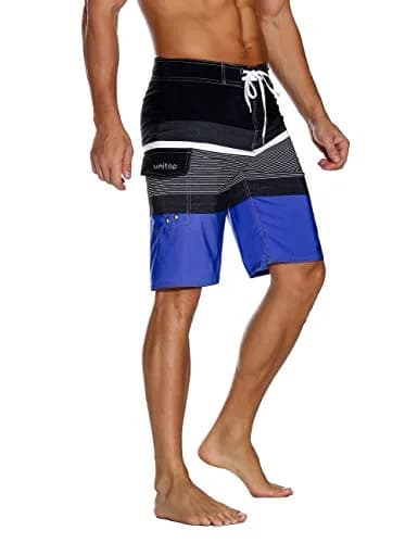 unitop Men's Classic Quick Dry Swim Trunks with Linning Blue&Black 40 | Breathable, Lightweight & Fast Drying thumbnail 2