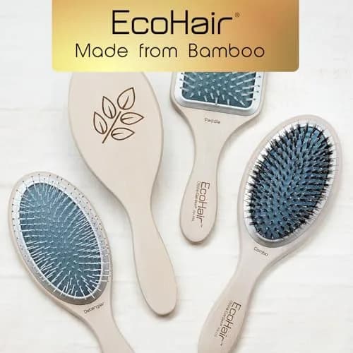 Olivia Garden EcoHair Paddle Bamboo Hair Brush, EH-CO, Combo | Handcrafted Bamboo Handle, Ionic Bristles, All Hair Types thumbnail 6