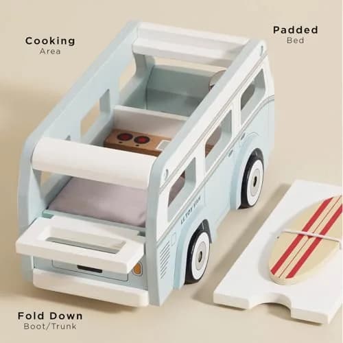 Le Toy Van Wooden Holiday Campervan with Surfboard | Ages 3+ | 26.9cm (10.59in) thumbnail 5