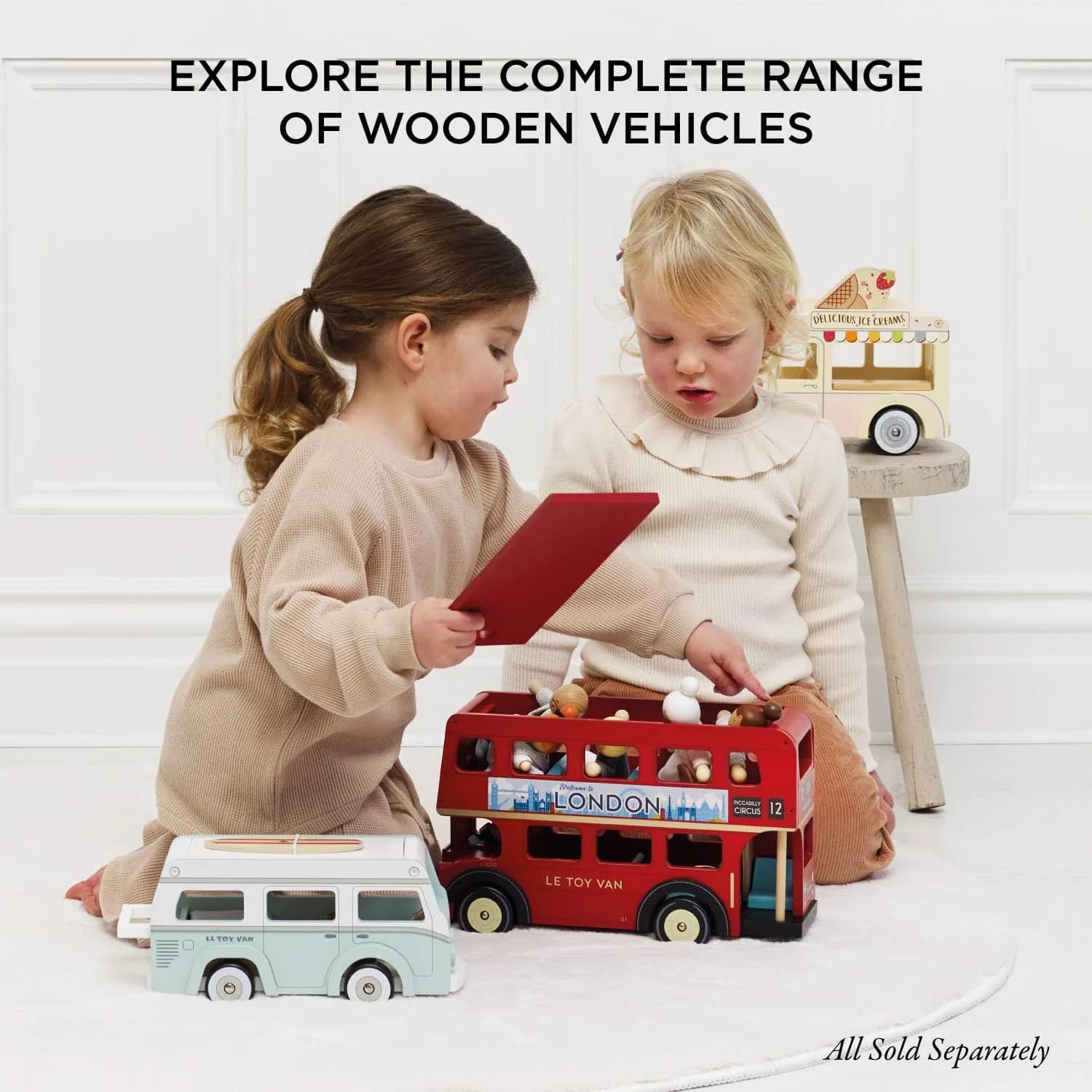 Le Toy Van Wooden Holiday Campervan with Surfboard | Ages 3+ | 26.9cm (10.59in) - view 8