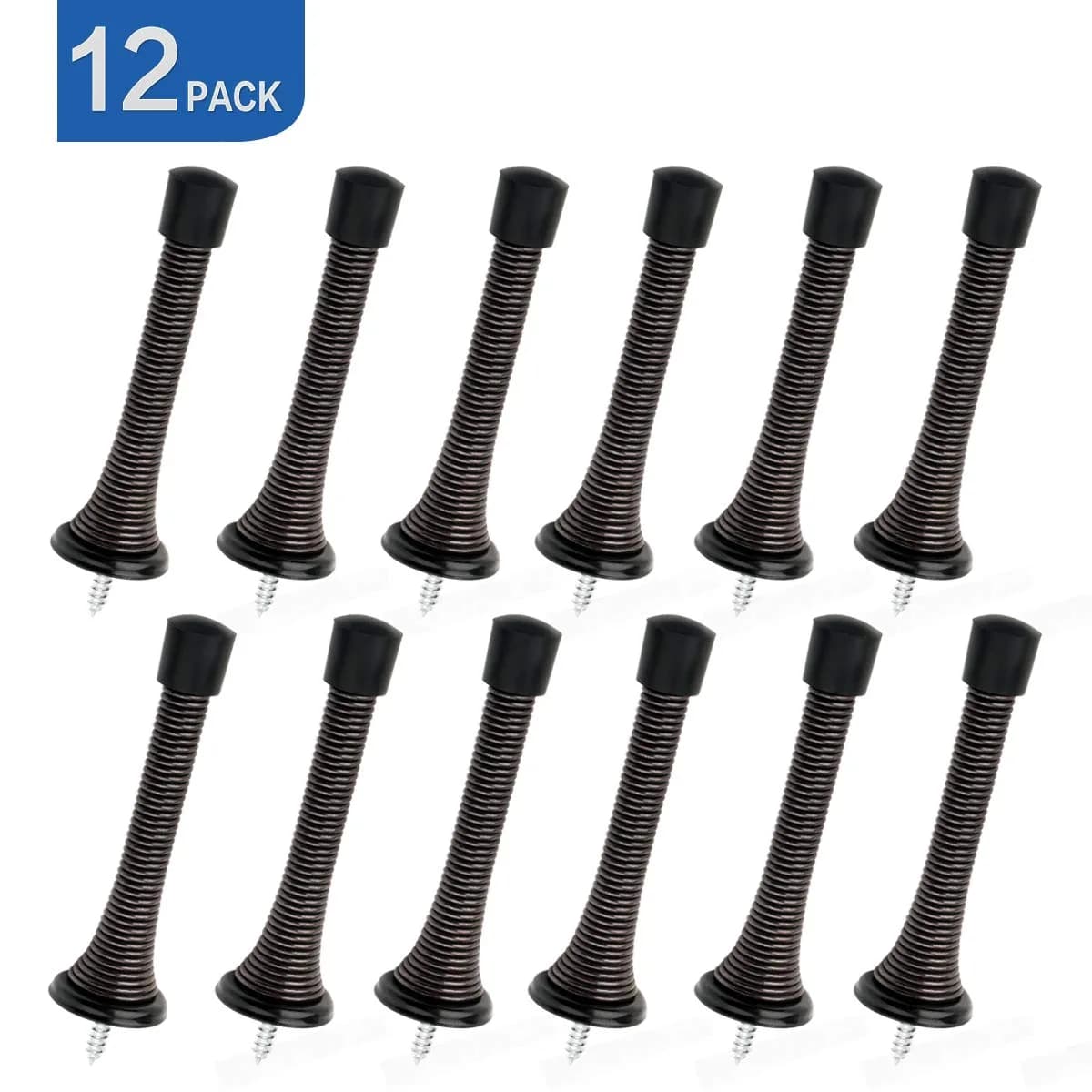 HOMOTEK Heavy Duty Spring Door Stops, 12 Pack Oil Rubbed Bronze | Value Pack Doorstop for Wall Protection - view 7