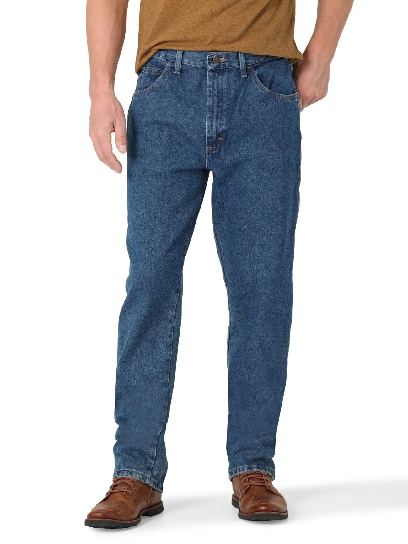 Rustler Classic Relaxed Fit Jeans 40W x 34L | Durable Heavyweight Denim — Dark Stonewash