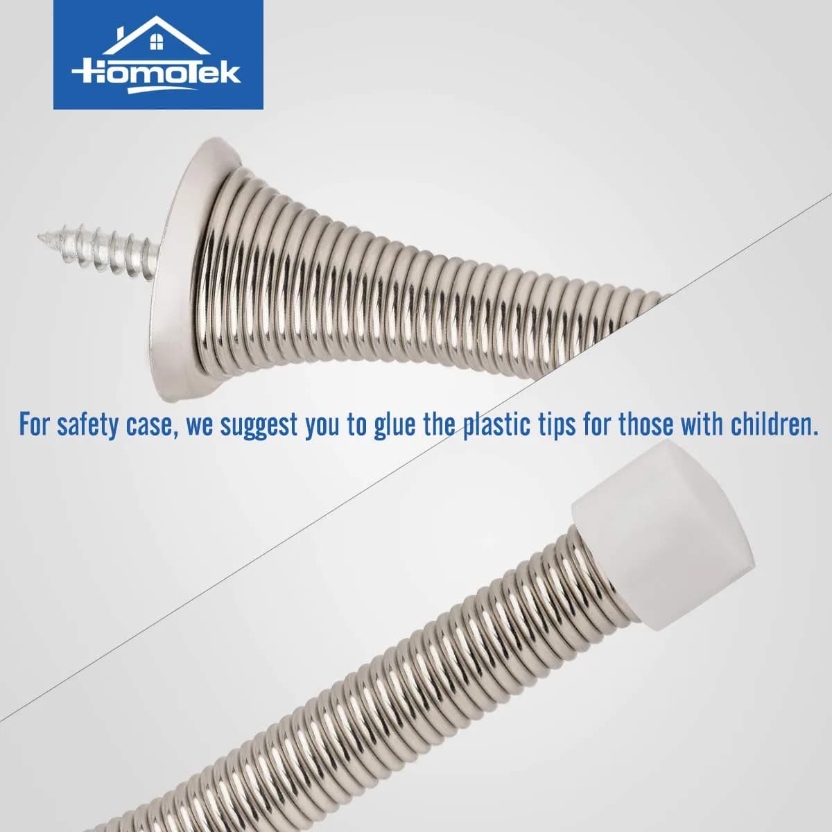 HOMOTEK 12 Pack Spring Door Stopper with Rubber Bumper 3-1/8" Satin Nickel | Protects Walls & Doors - view 5