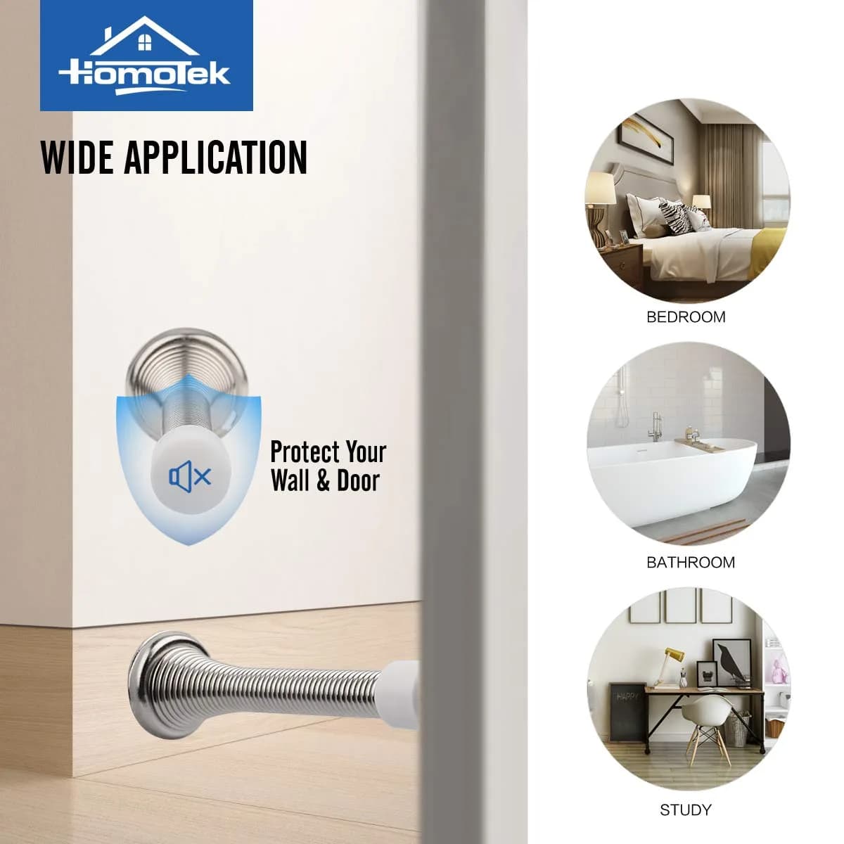 HOMOTEK 12 Pack Spring Door Stopper with Rubber Bumper 3-1/8" Satin Nickel | Protects Walls & Doors - view 6