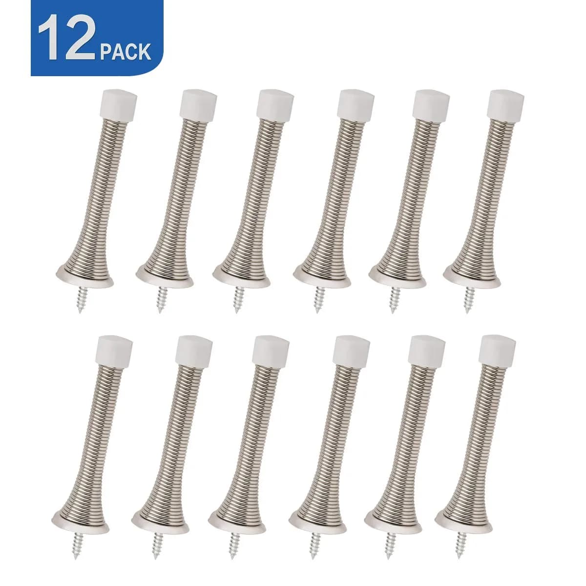 HOMOTEK 12 Pack Spring Door Stopper with Rubber Bumper 3-1/8" Satin Nickel | Protects Walls & Doors - view 7