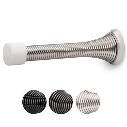 HOMOTEK 12 Pack Spring Door Stopper with Rubber Bumper 3-1/8" Satin Nickel | Protects Walls & Doors thumbnail 1