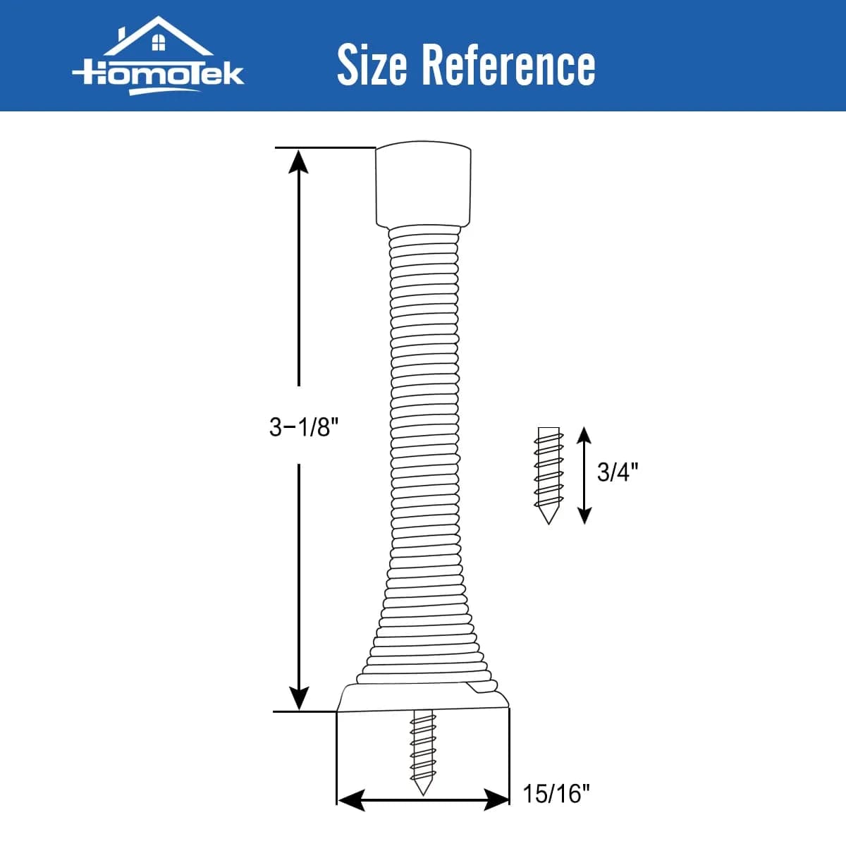 HOMOTEK 12 Pack Spring Door Stopper with Rubber Bumper 3-1/8" Satin Nickel | Protects Walls & Doors - view 3