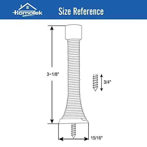 HOMOTEK 12 Pack Spring Door Stopper with Rubber Bumper 3-1/8" Satin Nickel | Protects Walls & Doors thumbnail 3