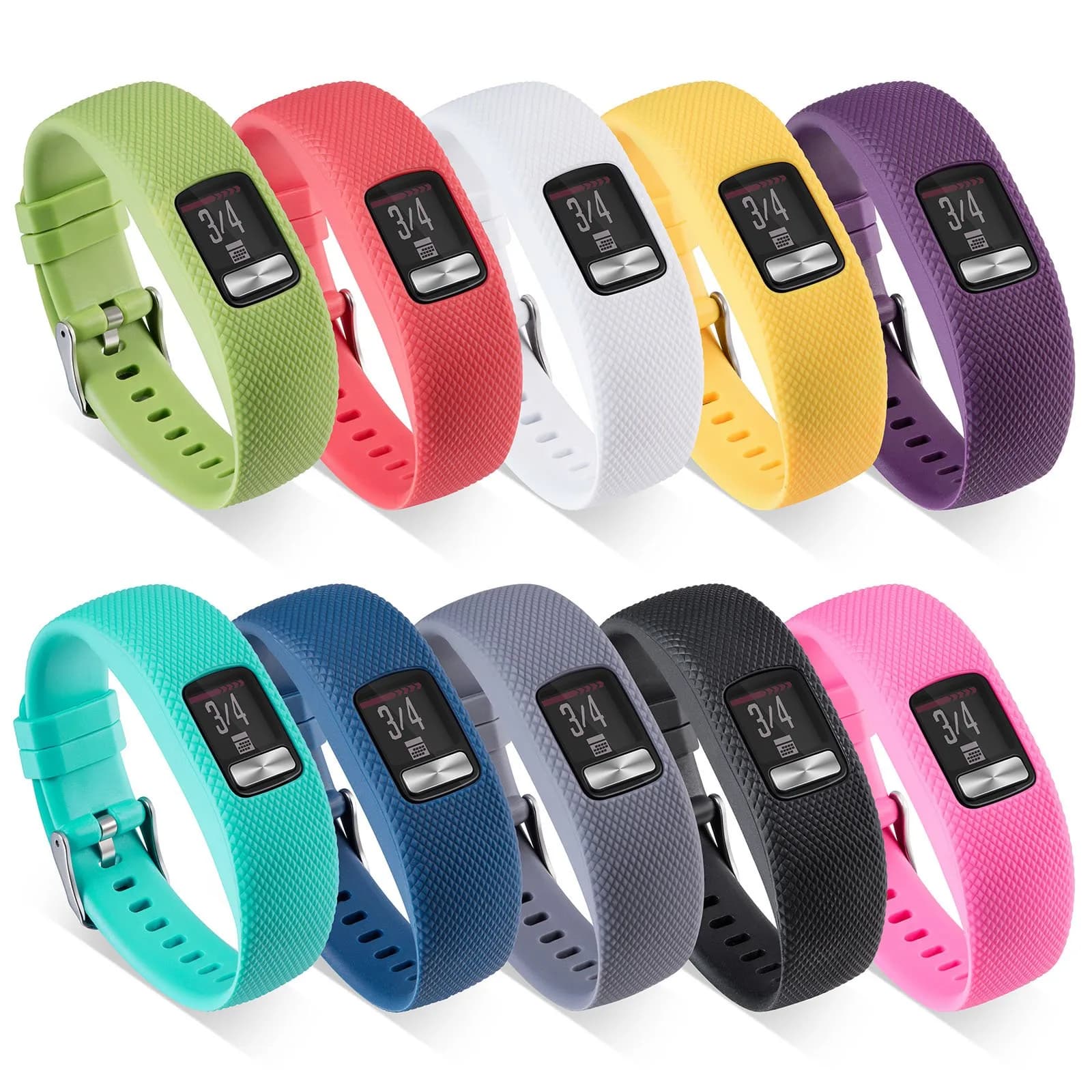 ZSZCXD Replacement Silicone Band for Garmin Vivofit 4 (10 Pack, Large) | Adjustable, Breathable, Lightweight — 10Pcs