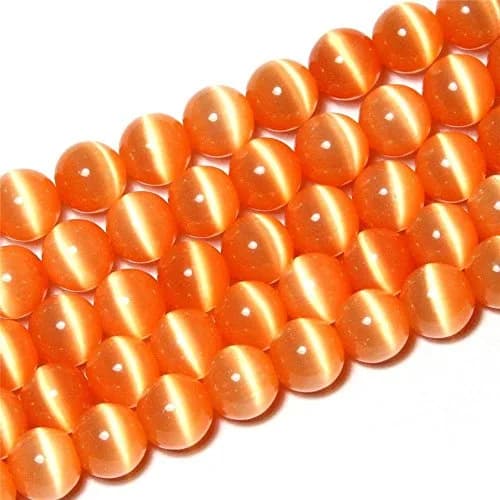 LIFAVOVY 6mm Orange Cat Eye Beads Round Semi Precious Gemstone for Jewelry Making | Unique 63-66pcs Strand thumbnail 2