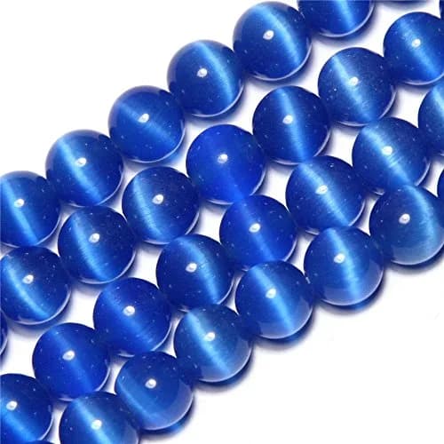 LIFAVOVY Royal Blue Cat Eye Beads Round 6mm | Genuine Semi-Precious Gemstone for Jewelry Making (63-66pcs/strand) thumbnail 1