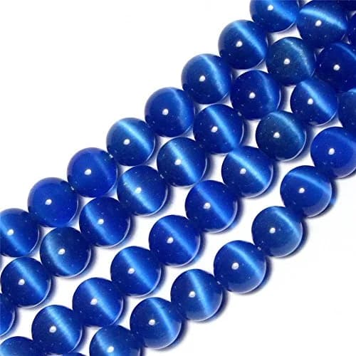 LIFAVOVY Royal Blue Cat Eye Beads Round 6mm | Genuine Semi-Precious Gemstone for Jewelry Making (63-66pcs/strand) thumbnail 2